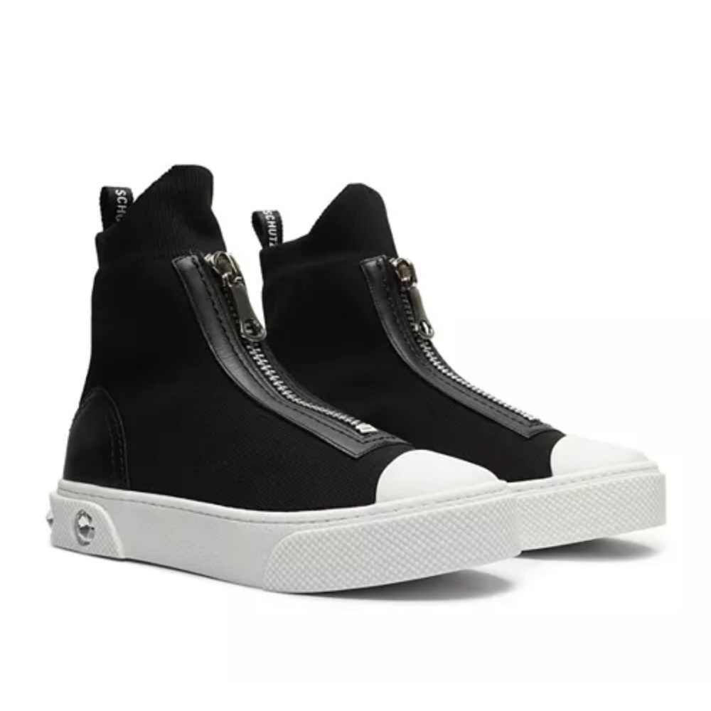 SCHUTZ Myrnna Black and White Zippered High-Tops